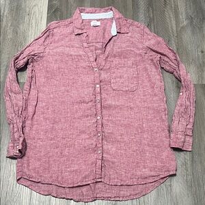 Sigrid Olsen woman’s 100% linen causal Button Down Shirt in a dark Rosecolor/ M
